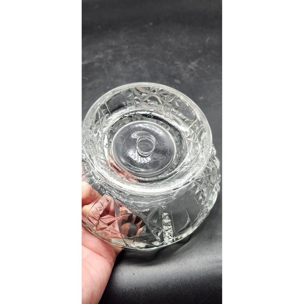 Vintage Clear Glass LE Smith Stars and Bars Fairy Lamp 2 Piece Candle Holder